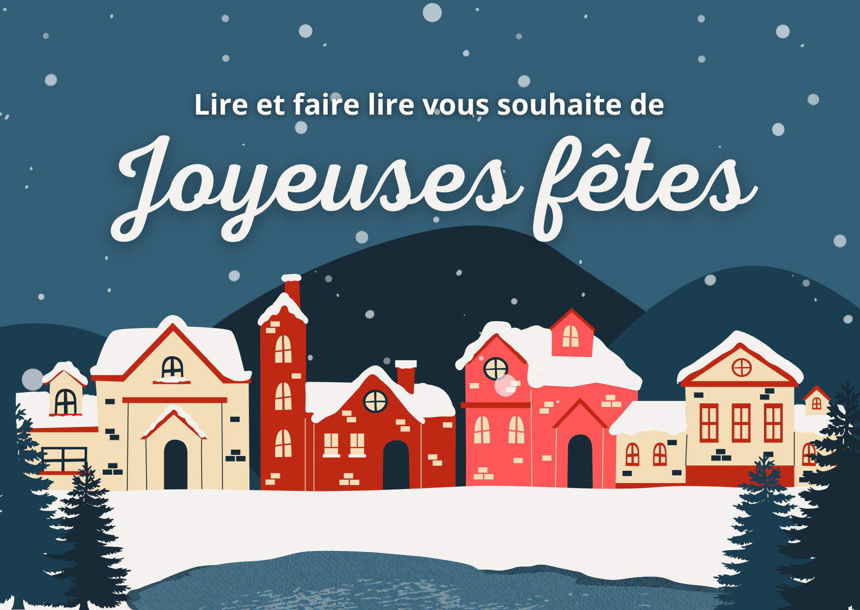 Carte de voeux pour Noël, illustré, simple, rouge et bleu foncé